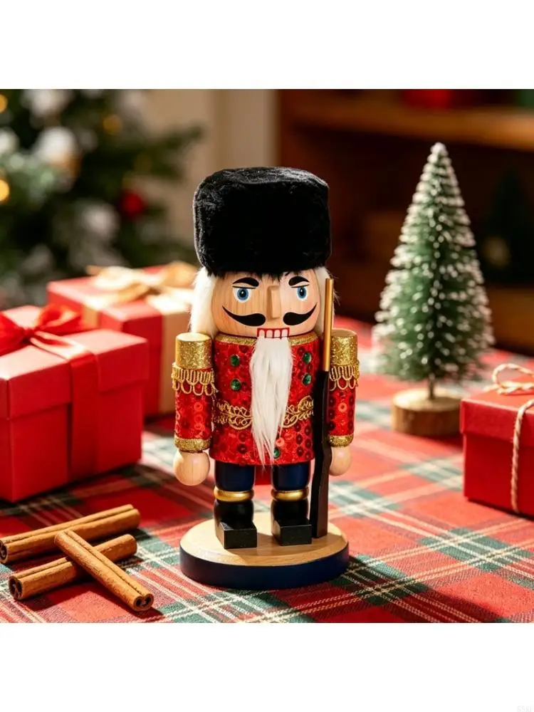 Christmas Tabletop Nutcrackers Wooden Glitter Soldier Figurine for Mantels Styling 55KF