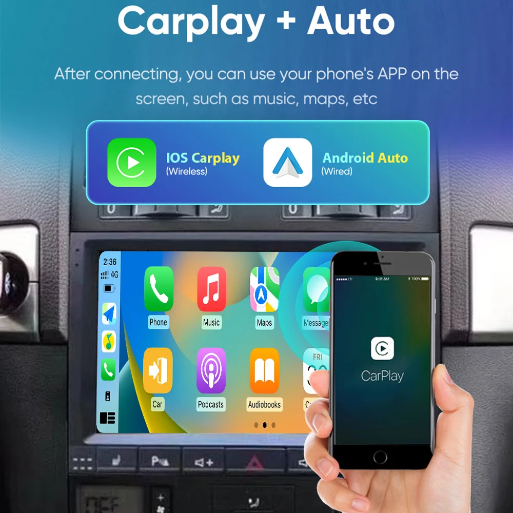 9 Inch Carplay for Touareg 2003-2010 Auto Touch Screen Multimedia Player Android 13 Navi Car Radio Head Unit