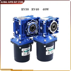 RV40 Worm Gear Motor 40W Low-speed Forward Reverse Worm Gear Deceleration 220V Speed Regulator Adjust CW CCW High Torque Motor