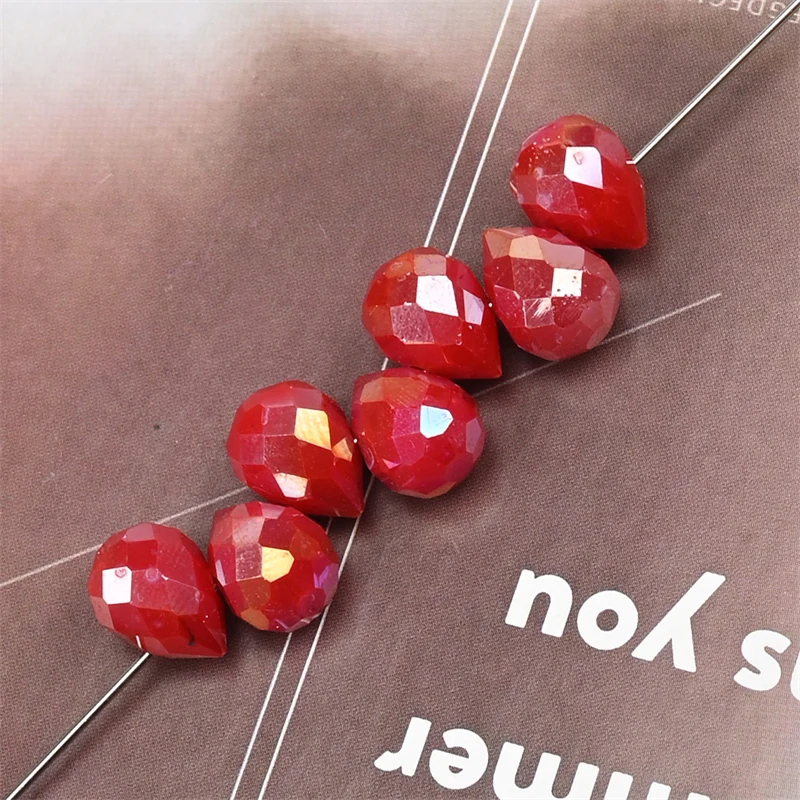 10*8mm Tsjechische Crystal Waterdrop Kralen Glanzende Facet Glazen Aardbei Kralen voor Sieraden Maken Handwerken DIY Handgemaakte Accessoires