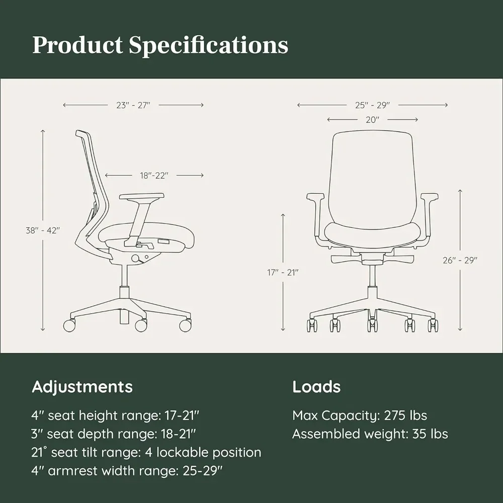 Silla de escritorio versátil con soporte Lumbar ajustable, respaldo de malla transpirable y ruedas lisas