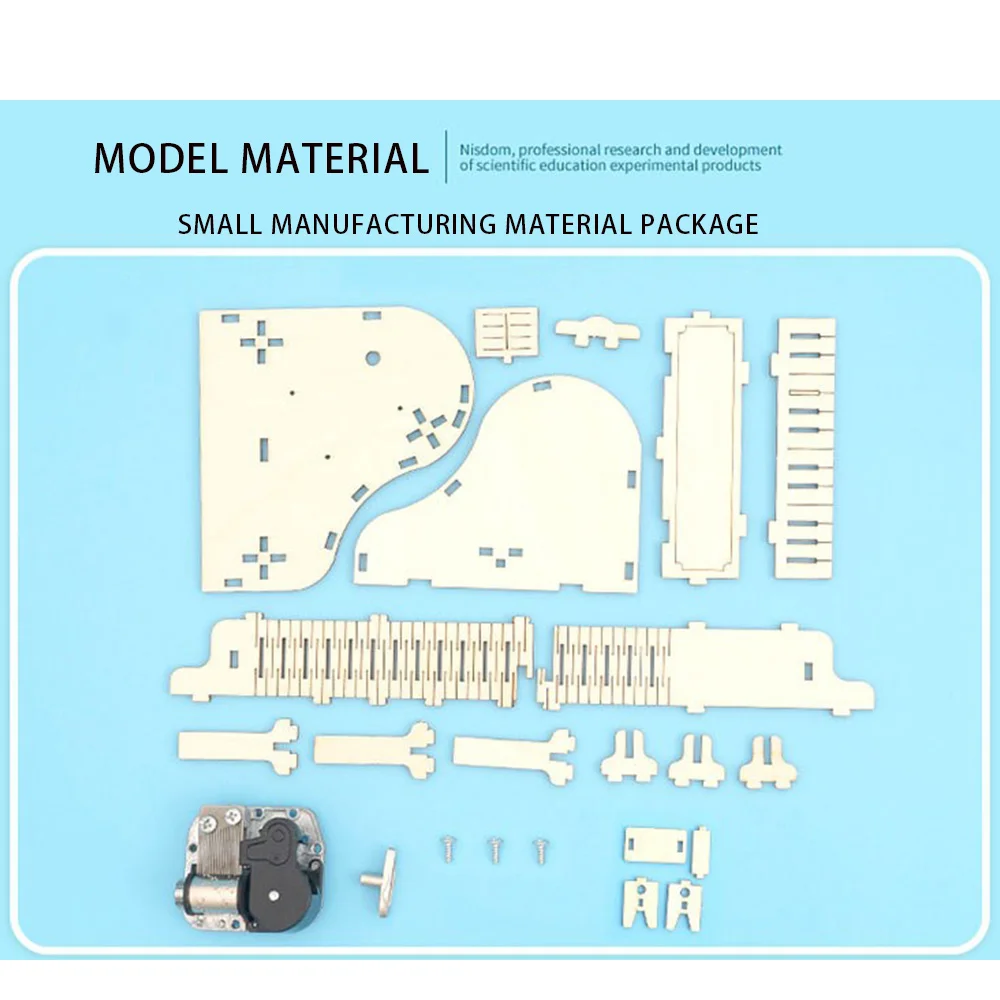 Piano de cola con manivela de madera, caja de música, decoración de oficina, rompecabezas de madera 3D, Kit de producción de experimentos científicos