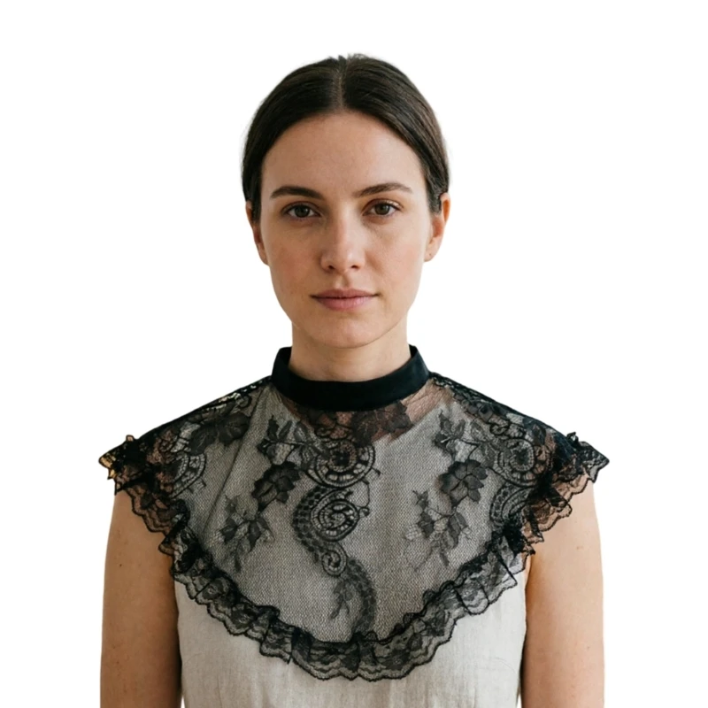 R7UF Contemporary Flower Pattern Hollow Out Neck Piece Stole For Various Occasion