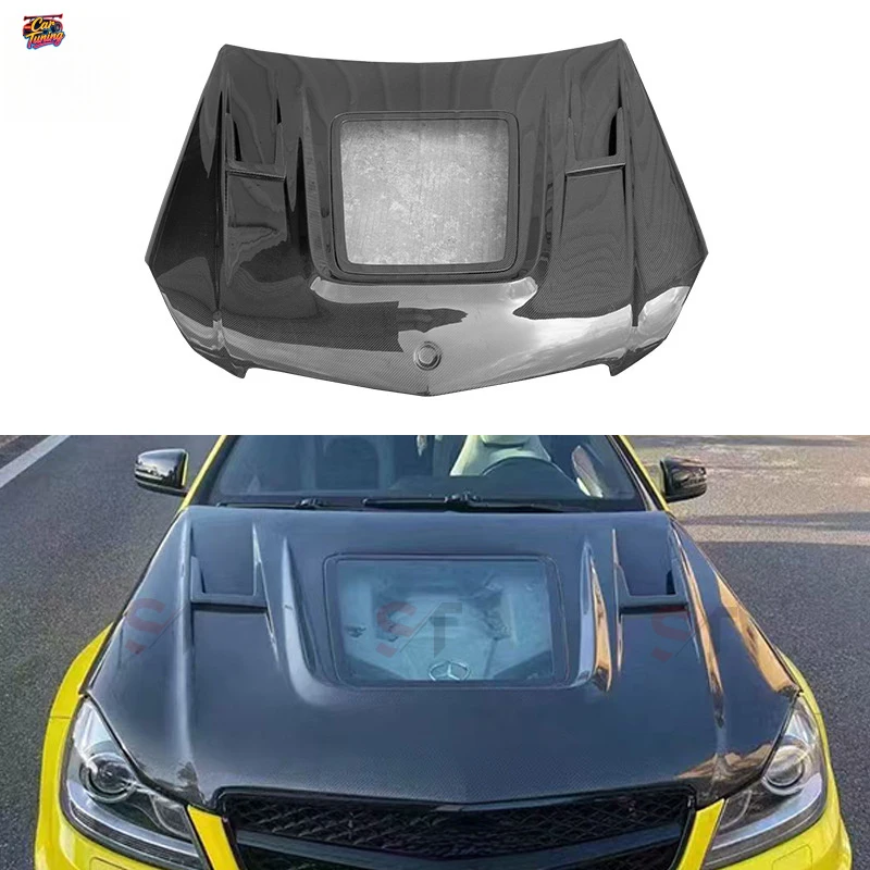 

Suitable for Mercedes-Benz C-Class W204, transparent IMP model carbon fiber hood, modified car front cover