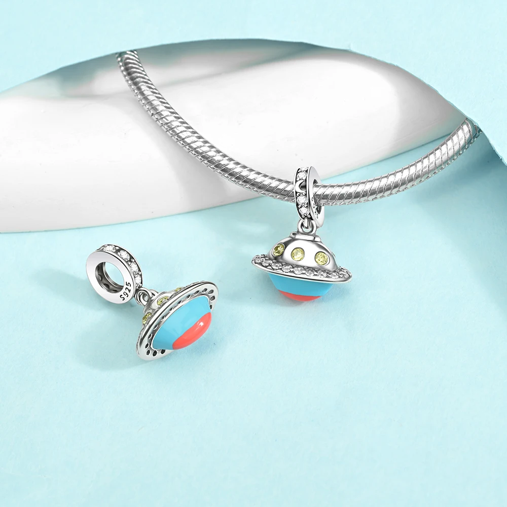 Ahthen 925 فضة رائجة البيع الخرز UFO استرخى سحر صالح ثعبان سلسلة أساور القلائد للنساء صنع المجوهرات