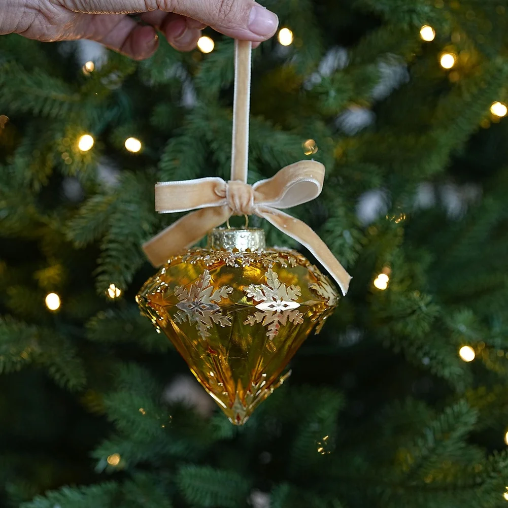 Snowflake Christmas Tree Ornament Transparent PET Hanging Decoration Gold Red Holiday Bauble For Home Party Festival Decor