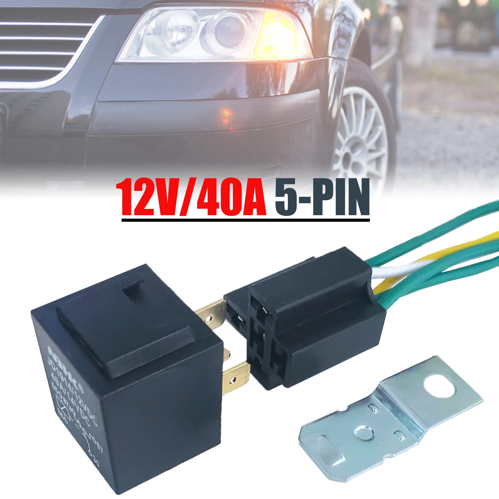 1PC 12V DC 5 Pin Waterproof Car Automotive Relay Switch 40A Normally Open Relais With Harness Socket Set For Car Light Horn SPDT