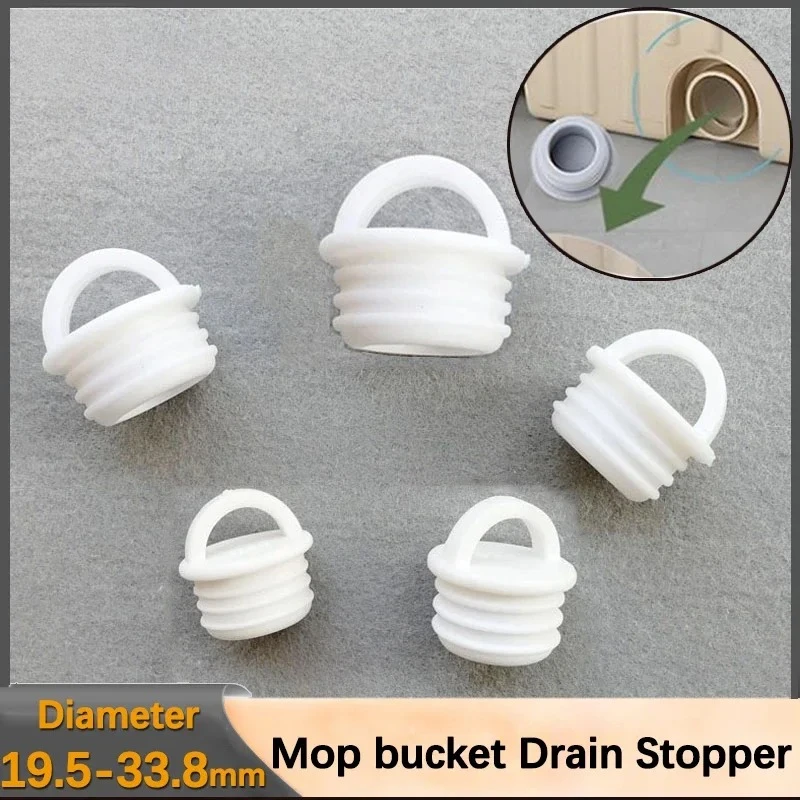 Mop Bucket Drain Stopper White Silicone Plug  Drain Holes Plugs Mop Ucket Drain Outlet Round Bucket plug