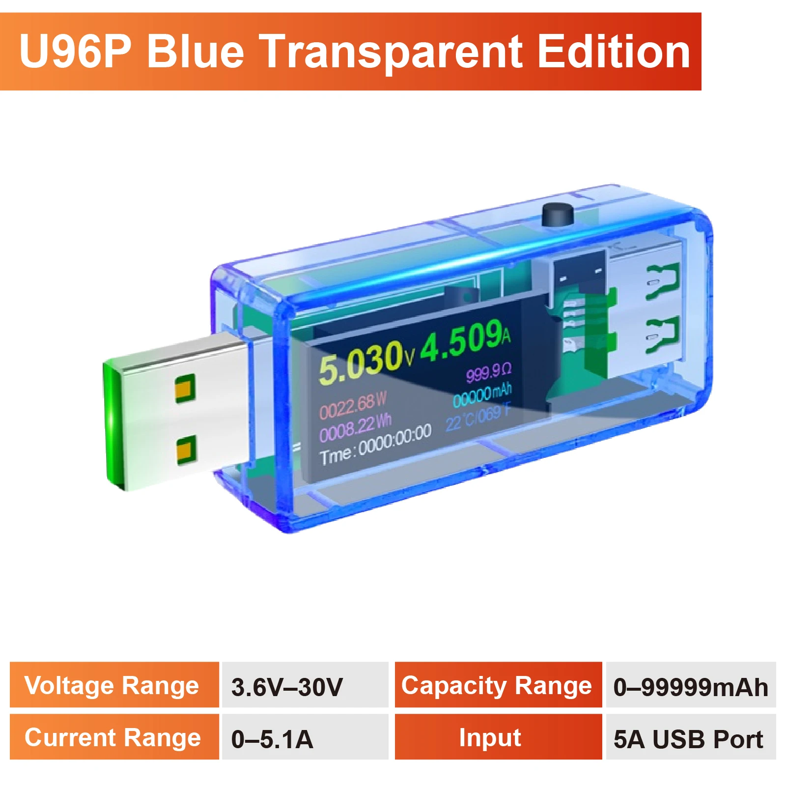 USB Voltage Current Tester 3.6‑30V 0‑5A High Current USB Port Charger QC2.0 QC3.0 DCP AFC Apple 2.4A Fast Charge Detector