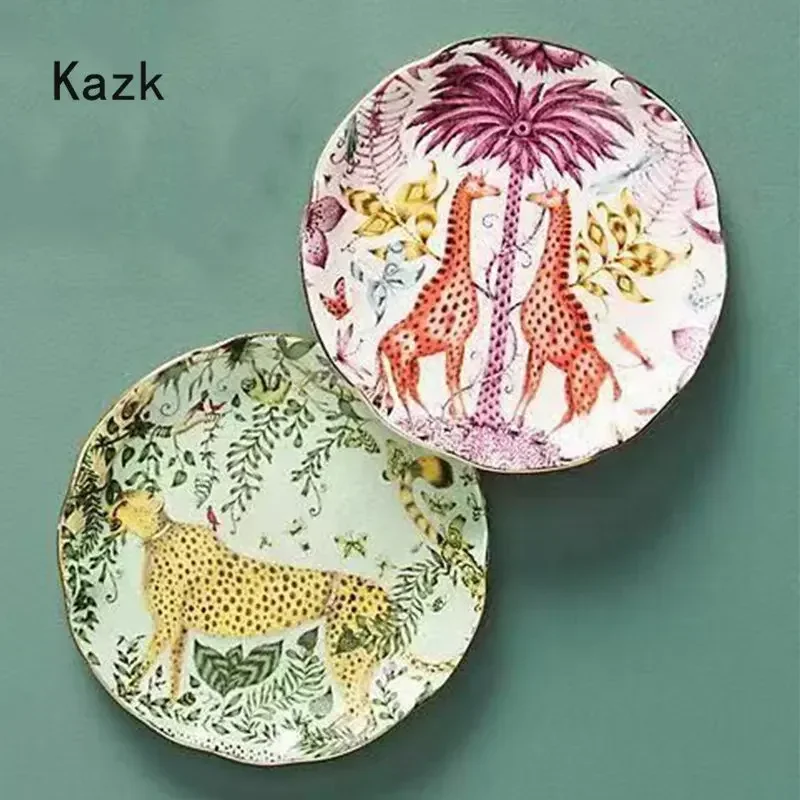 American Jungle Style Ceramic Plate Creative Animal Colour Glaze Craft Western Steak Dinner Plates Dessert Dishes Tableware Dish