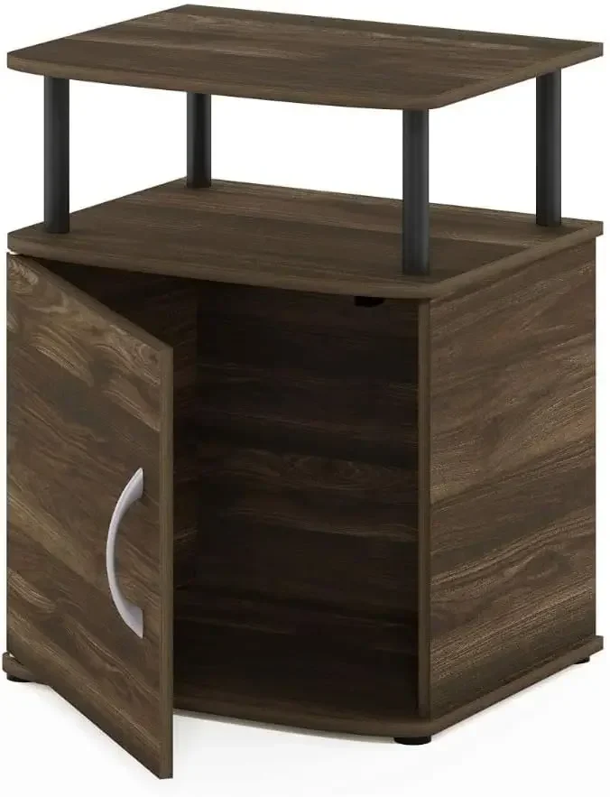 End Side Sofa Table/Nightstand with Door, 1-Pack, Columbia Walnut/Black