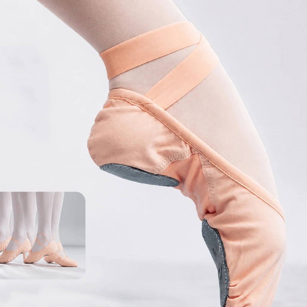 High Elasticity Canvas Ballet Dance Shoes Lace Up Soft Sole Anti Slip Exercise Shoes Children Adults Body Training Dance Shoes