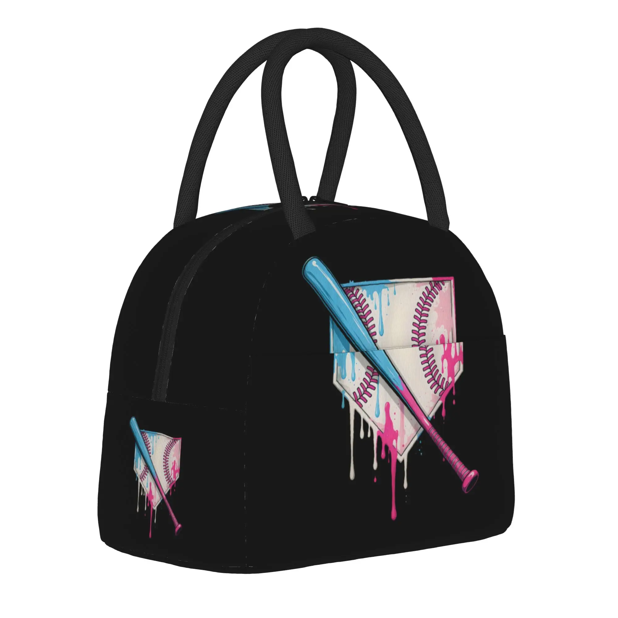 Baseball Bat Ice Cream Watercolor  Insulated Lunch Bag Cooler Bag Lunch Container  Leakproof Tote Lunch Box Girl Boy Office