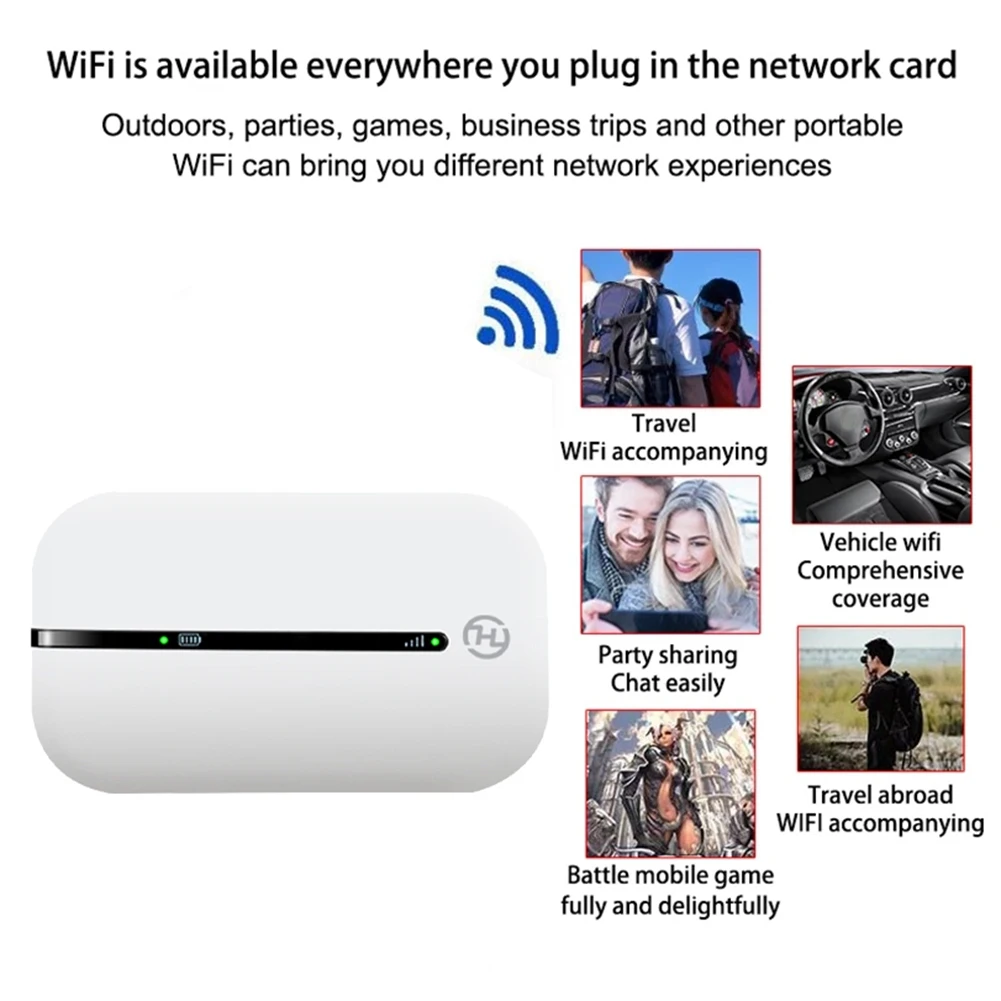 4G LTE MIFis 150Mbps Mobile WiFi Router E5576-320 Portable 1500MAh Battery Mini WiFi Router Supporting 10 Users-White