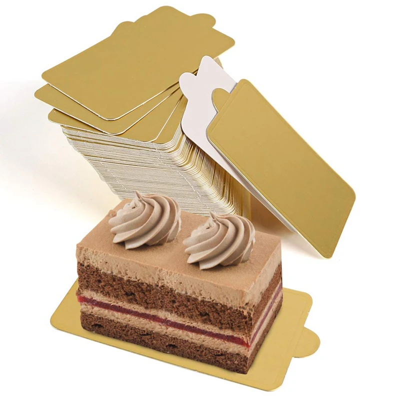 

Mini Square Golden Cardboard Cake Base,Single Cupcake Container 300PCS Cake Paper Plates Dessert Board Base Cardboard