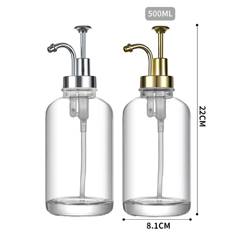 500ml Glass Soap Dispensers Replacement Bottle Bathroom Hand Sanitizer Gel Soap and Shampoo Shower Liquid Container Bottle