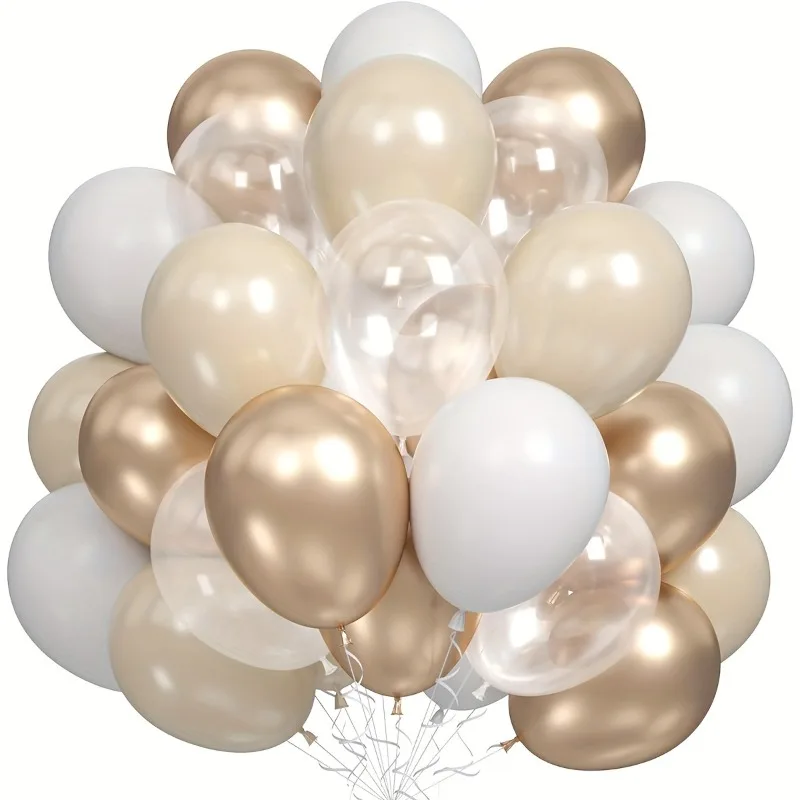 60PCS Nude White Gold Balloons Cream Clear Balloons for Birthdays Weddings Anniversaries Halloween Decorations