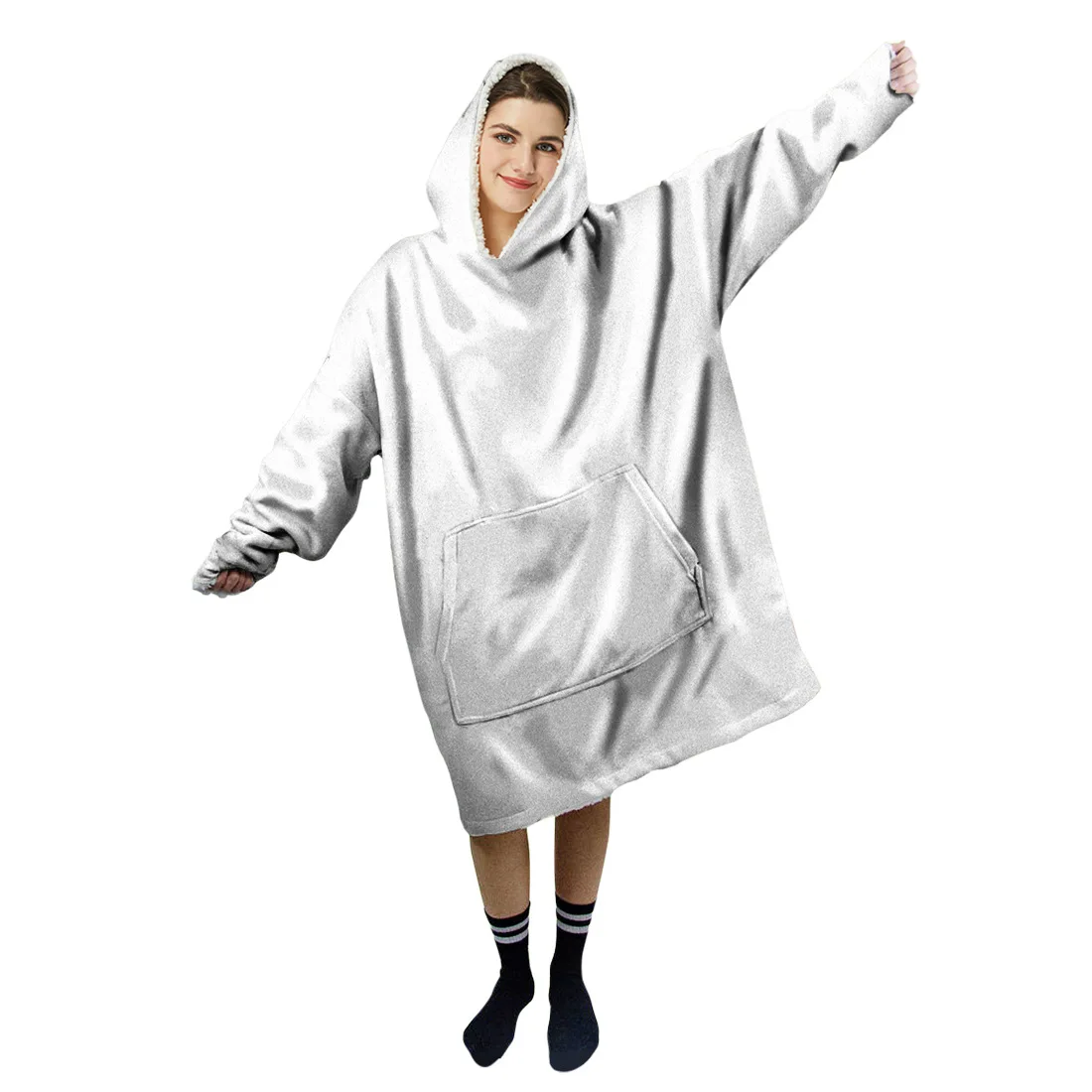 Hooded Blanket for Men Women,Sweatshirt with Sleeves,Wearable Pullover,TV Nap Blanket,TV Pocket,Gift Winter(Can Customized Image