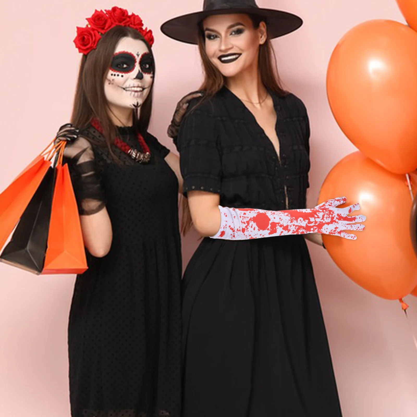 

1Pair Halloween Costume Gloves Realistic Bloody Gloves Scary Cosplay Party Props Horror Supply Blood Costume Set