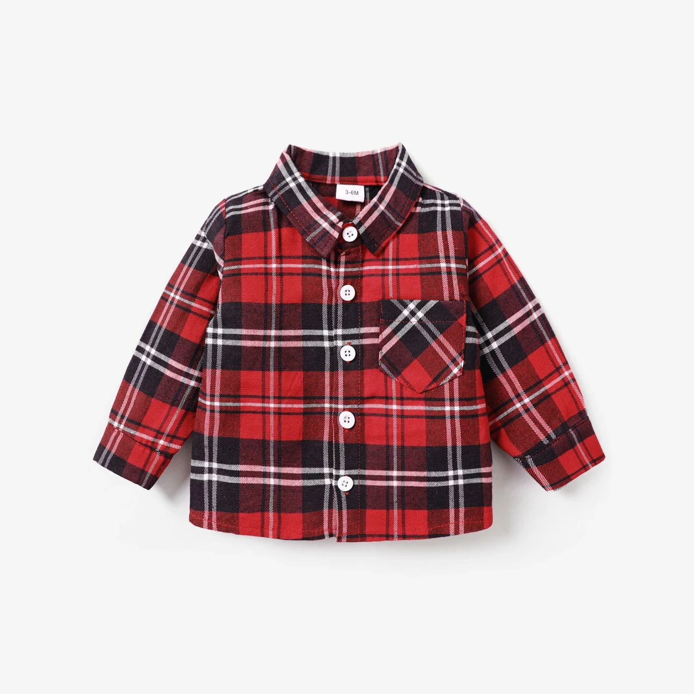 PatPat Baby Boy/Girl Classic Grid/Houndstooth Collar Long Sleeves Shirt  Full print  Classic Suitable for Autumn Season