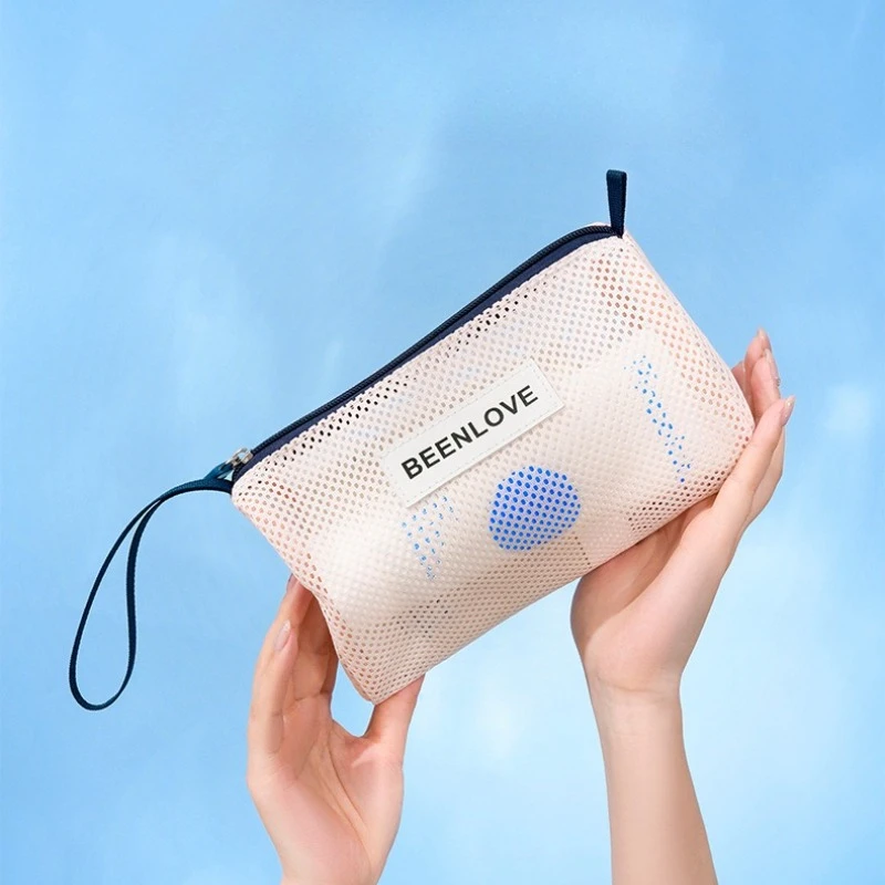 Zippered Breathable Mesh Cosmetic Pouch Storage Bag for Swim Goggles And Toiletries