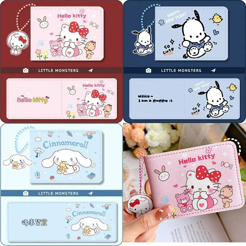 Kawaii Sanrio Hello Kitty Wallet Pochacco Driver License Leather Case Multiple Card Slots Card Cover Protective Case Girl Gift