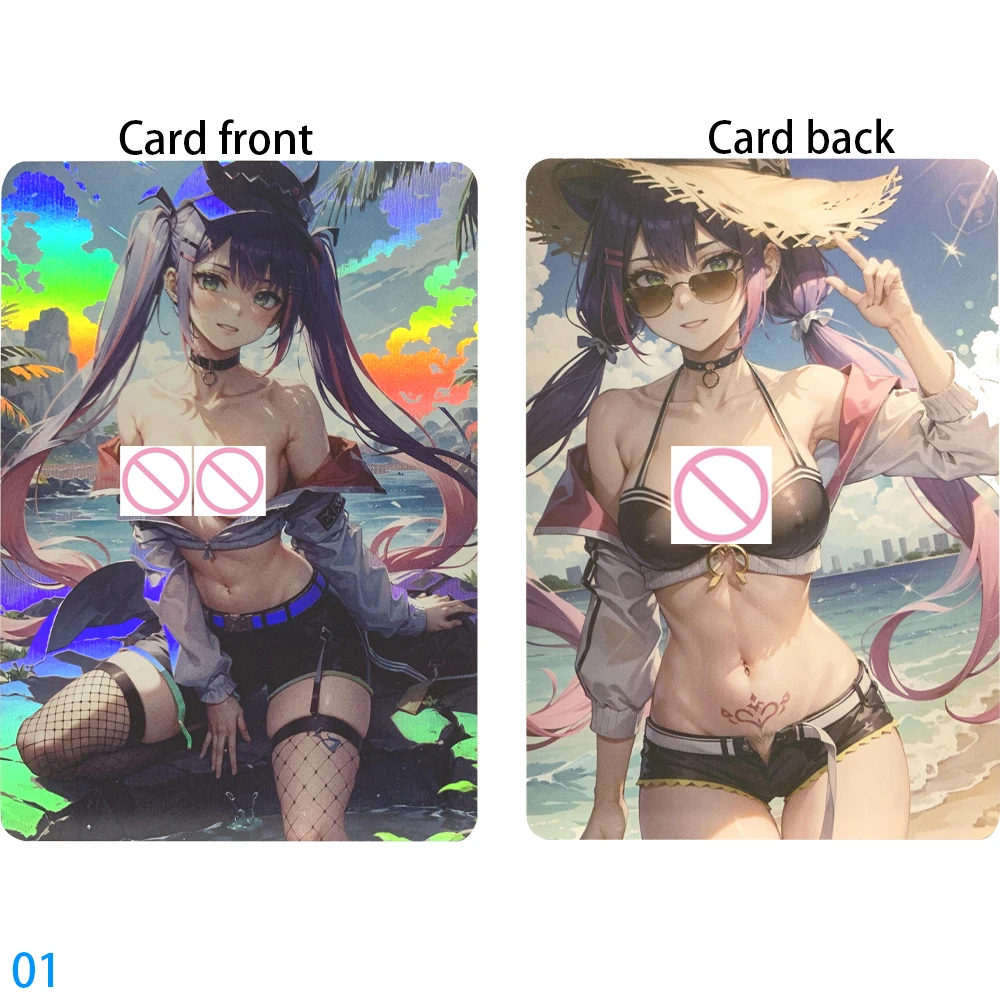 Anime Nude Card Hololive Palette Sexy Big Chested Beauty Naked Collection Card Refractive Color Flash Anime Peripheral 63*88mm