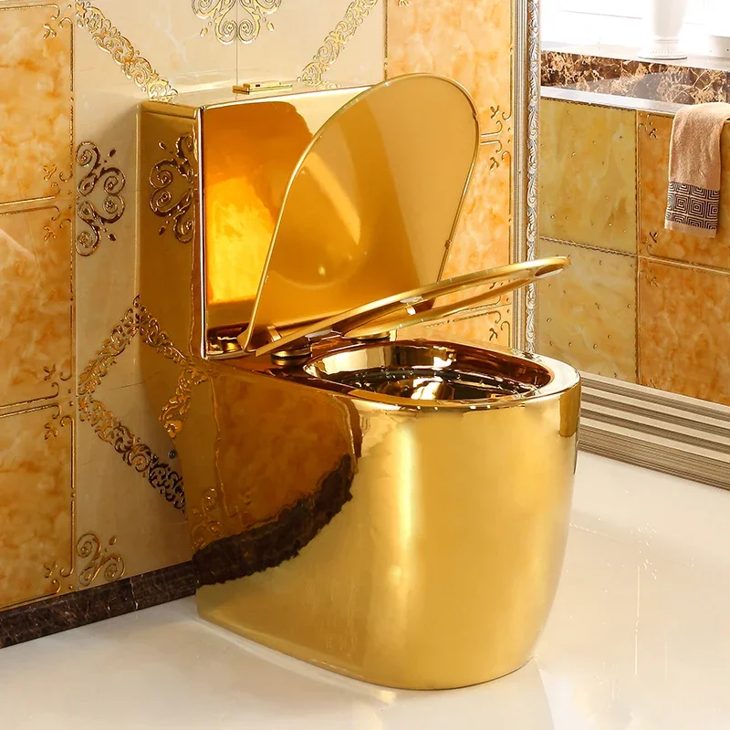 New European-style golden toilet, personalized creative ceramic, super swirl water-saving deodorant luxury toilet, colorful