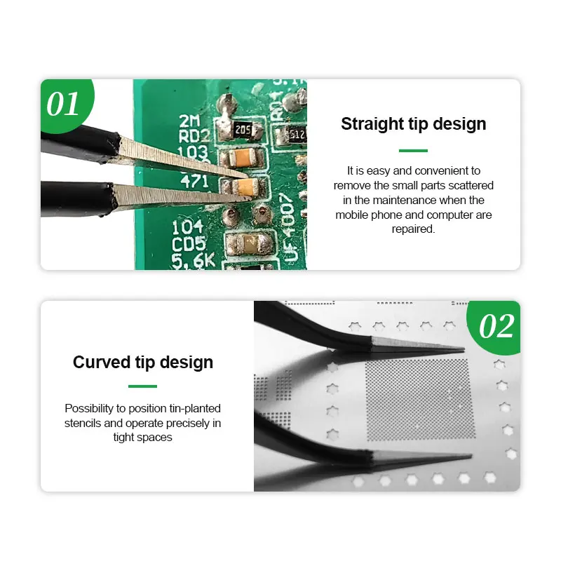 RELIFE ESD-11/15  antistatic straight/curved tweezers Non-magnetic Special tweezers for flying wire for digital maintenance