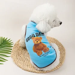 New Cute Cool Pet Clothes Breathable Puppy Cat Dog Clothes for Small Dogs Thin Dog Vest Cartoon Bear Print T Shirt Costume