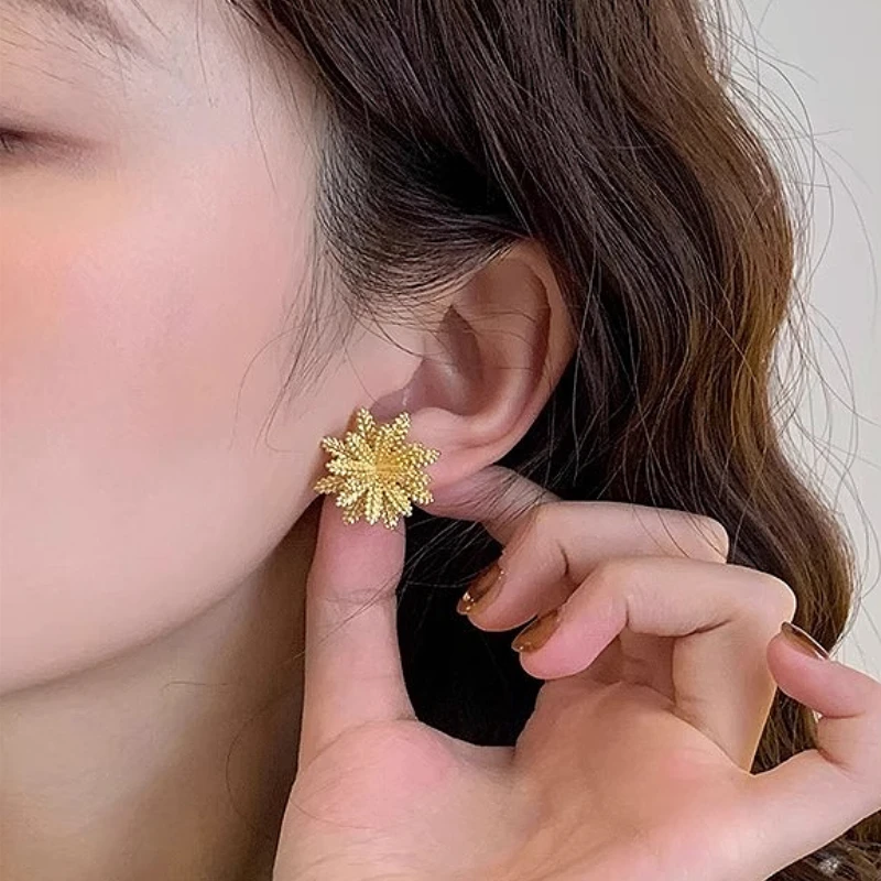 

925 Sterling Silver Three Dimensional Wheat Ear Bouquet Stud Earring for Women Fine Jewelry High Luxury Vintage Accessories