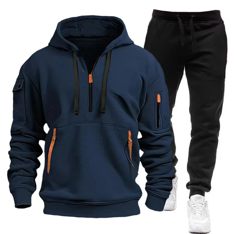 2024 Fashion Suit Men Hooded Sweatshirt Fitness Gym Clothing Men Running Set Sports Clothing Jogger Suit Men Winter Sports Suit