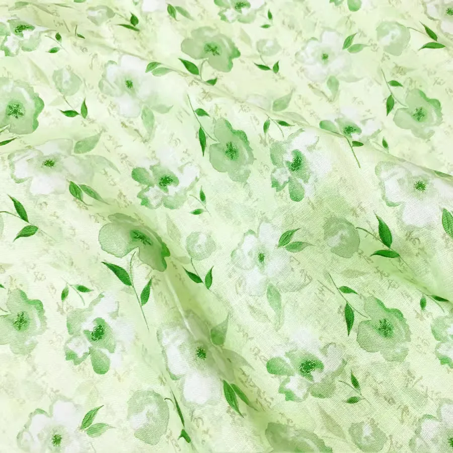 

1 ярд, зеленый цветочный фрагмент, ткань рами, платья, платья, брюки, рубашки и куртки, ткань высокого класса для пэчворка