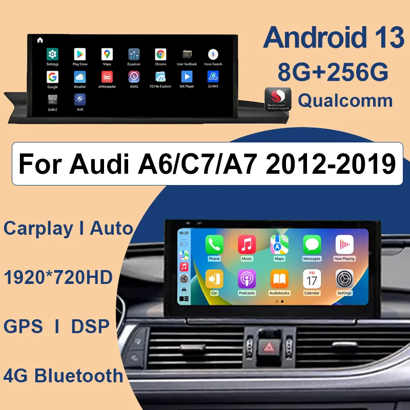 

Qualcomm Android13 Carplay AUTO For AUDI A6 A7 C7 2012-2018 8G+256G Car Video Players GPS Navigation Smart Screen 12.5" WIFI 4G