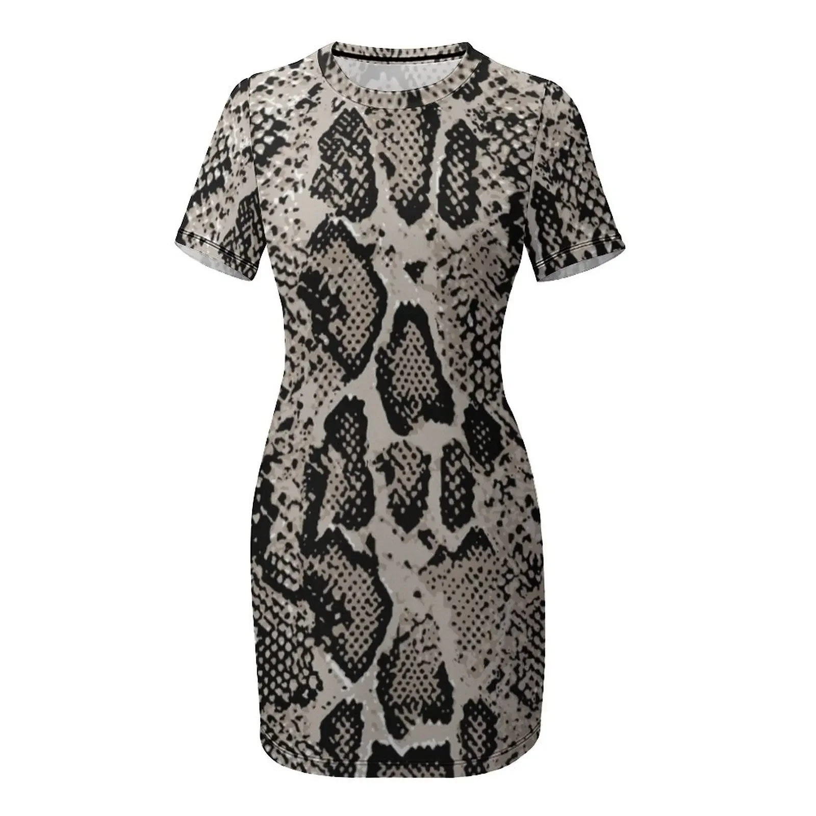 جلد الثعبان، نمط الأفعى فستان بأكمام قصيرة فساتين الصيف امرأة 2025 #4