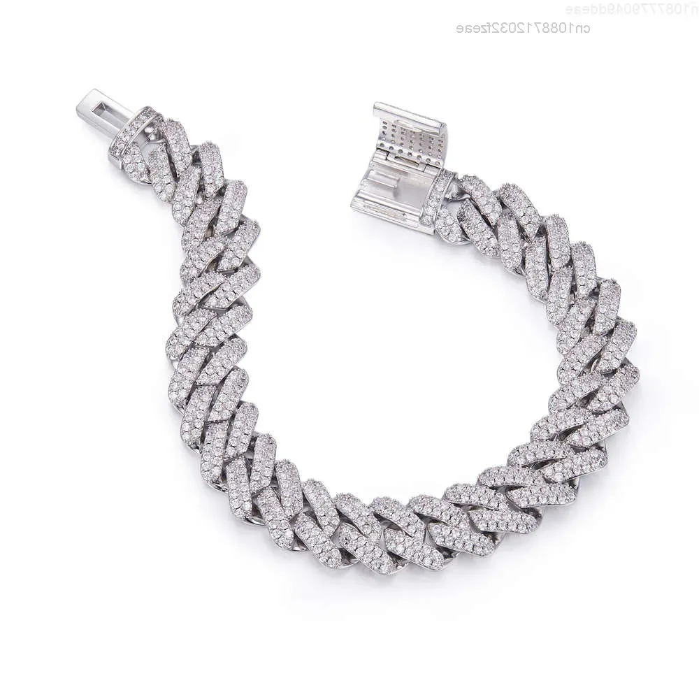 

Hip Hop 14mm Moissanite Jewelry S925 Sliver Wholesale Dancer Chain Iced Out 14k Fashion Necklace Cuban Moissanite Chain