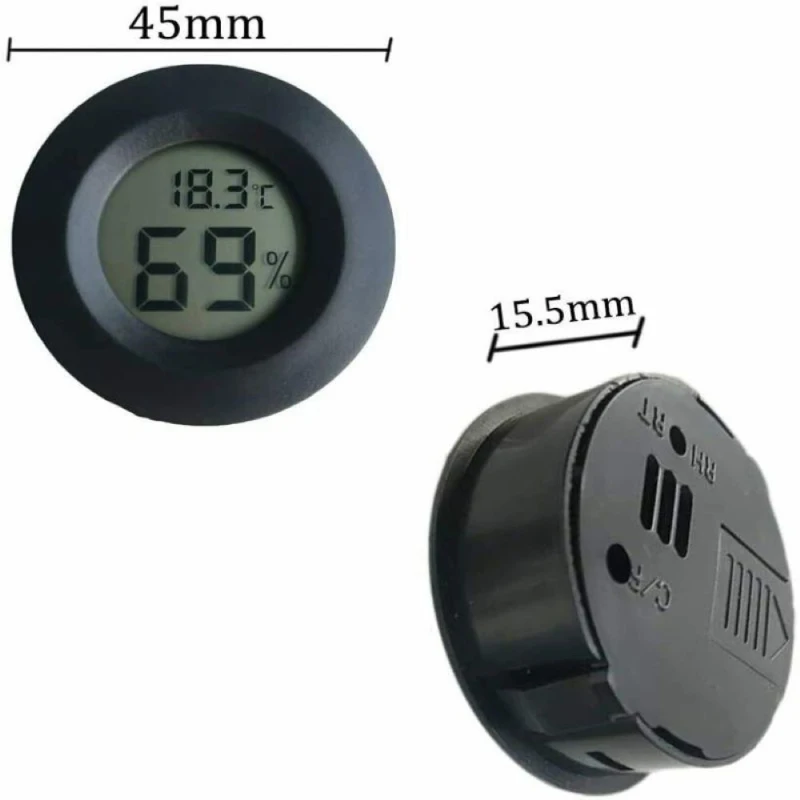 Round Electronic Thermo-Hygrometer Mini LCD Digital Thermometer Reptiles Aquarium Photo Instrument