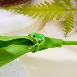 1 PC Cute Frog Rings for Women Men Fashion Opening Adjustable Realistic Green Tree Frog Ring Aesthetic Friendship Jewelry Gifts