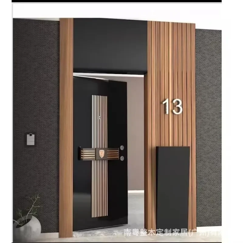 Solid Wood Multi-layer Plywood Villa Apartment Entrance Door Off-axis Door Support Factory Inspection