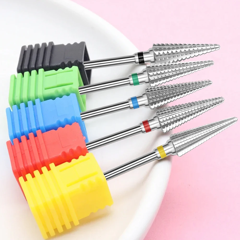 1pc 5-in-1 Carbide Professional Tungsten Steel Nail Drill Bit Gradient Teeth Design for Pre-treatment and Removal gallery 2