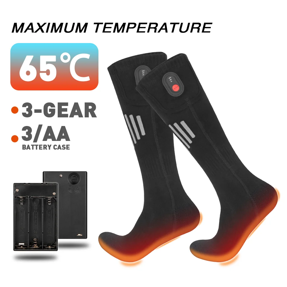 65℃ Heated Socks Winter Warmth USB Rechargeable Heating Socks Outdoor Spots Heated Boots Snowmobile Skiing Sock