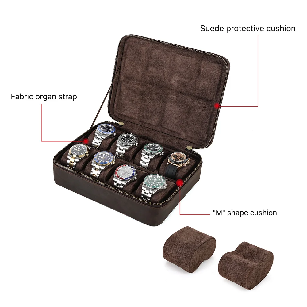 CONTACTS FAMILY 8/10/12 Slots Leather Watch Organizer Box Vintage Jewelry Storage Watch Case for Men Women Best Gift Box