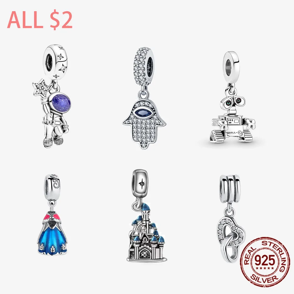 

925 Sterling Silver Charms Star Picking Alien Beads Fit Original Pandora Bracelet Gift DIY