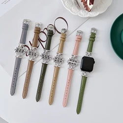 New Leather Strap for iwatch series 876 49mm 41mm 45mm SE 5 4 3 2 1 44mm Slim Strap for Apple Watch Band