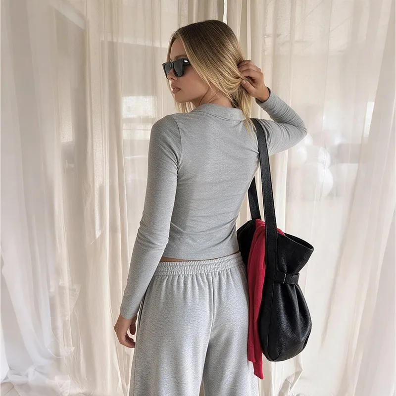 Polo Collar Open Front Cardigan, Single Breasted Solid Waist Fitted Long Sleeve Top