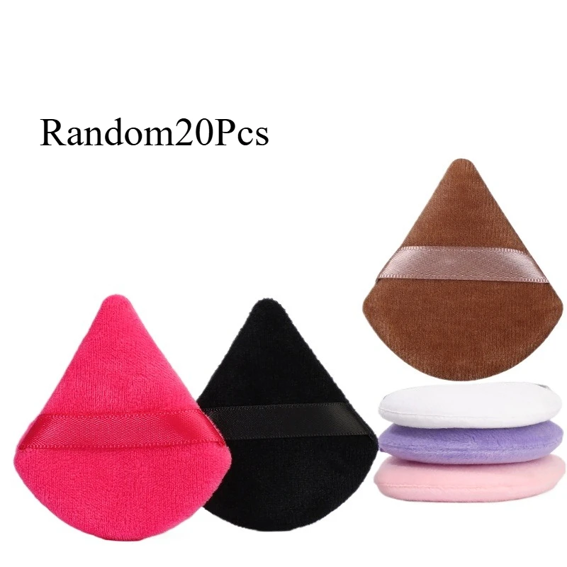 20Pcs Triangle Powder Puff Makeup Powder Fluffy Flocking Powder Puff Sponge Beauty Tool