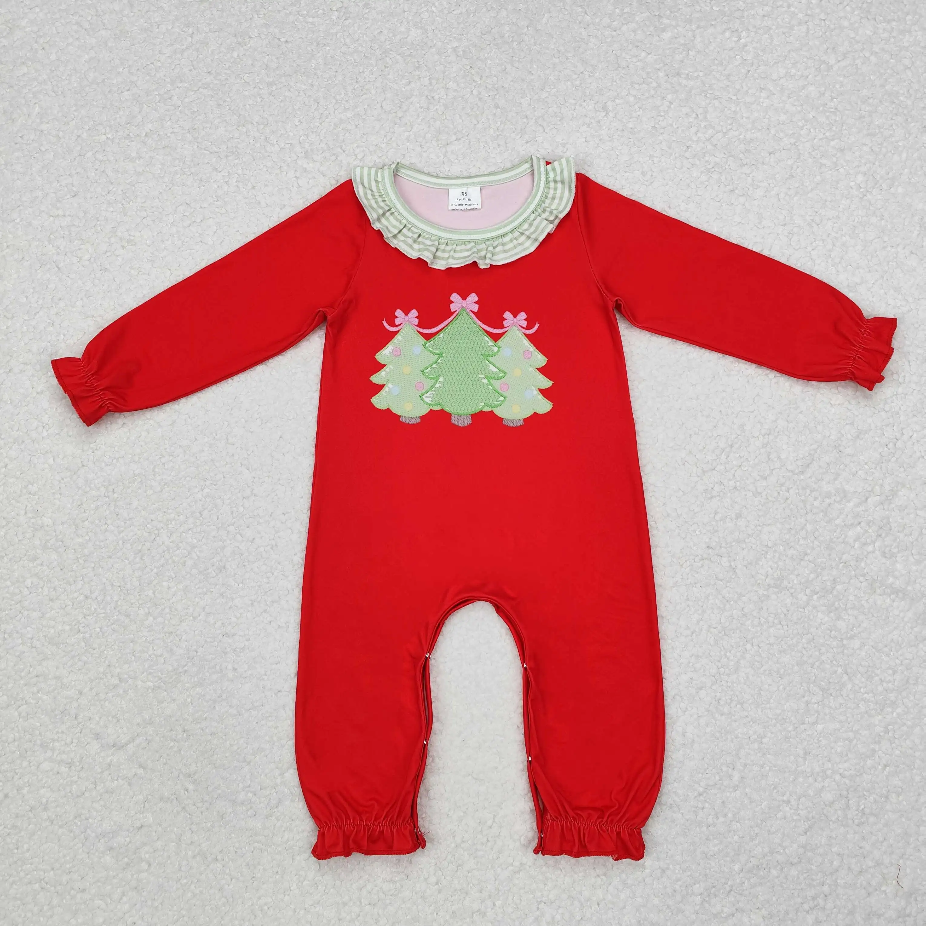 

new rts baby girls christmas rompers wholesale fashion girls christmas tree print festive onesies