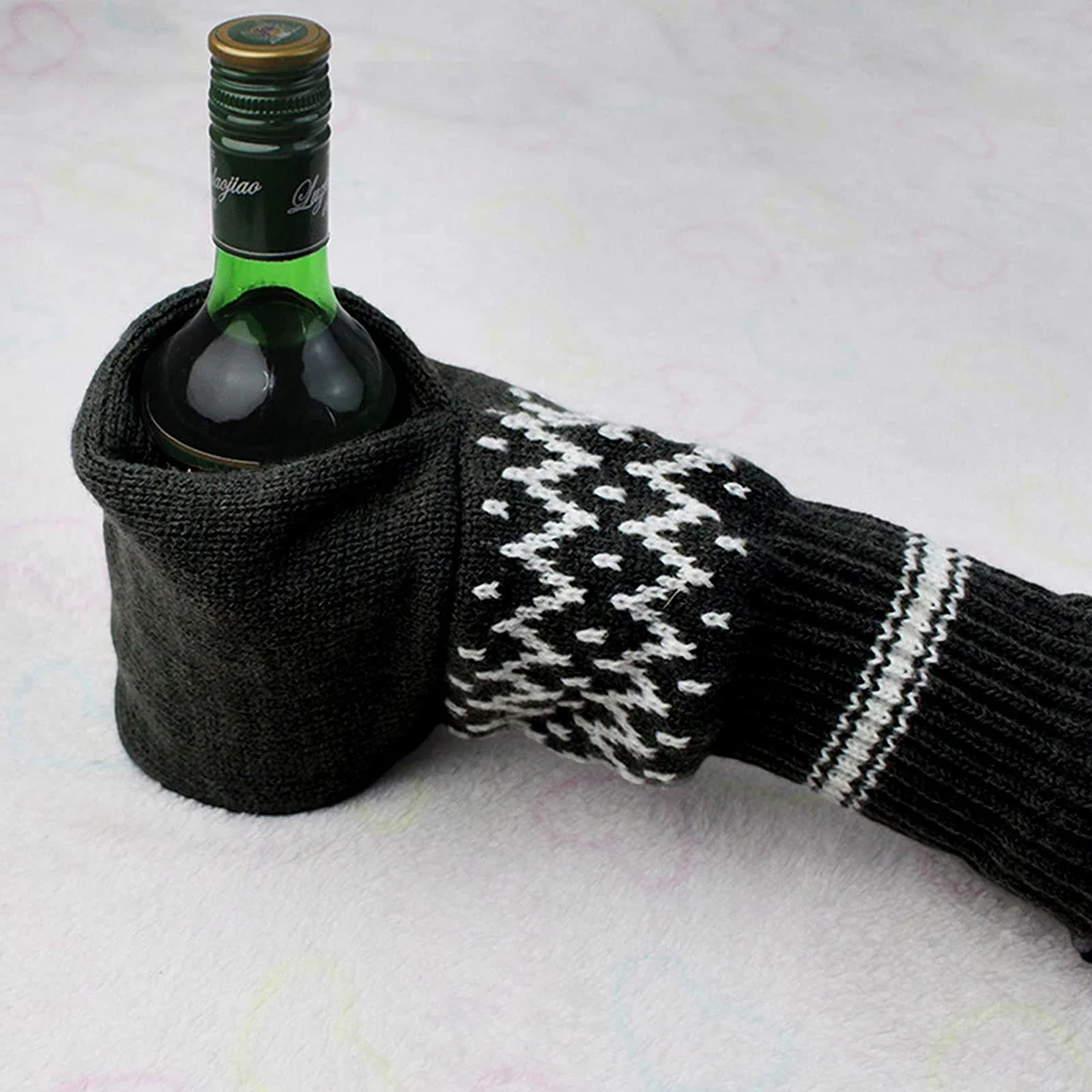 Multifunctional Comfortable Elastic Winter Beer Striped Mitten Practical Fashionable Cold Drink Gloves for Outdoors