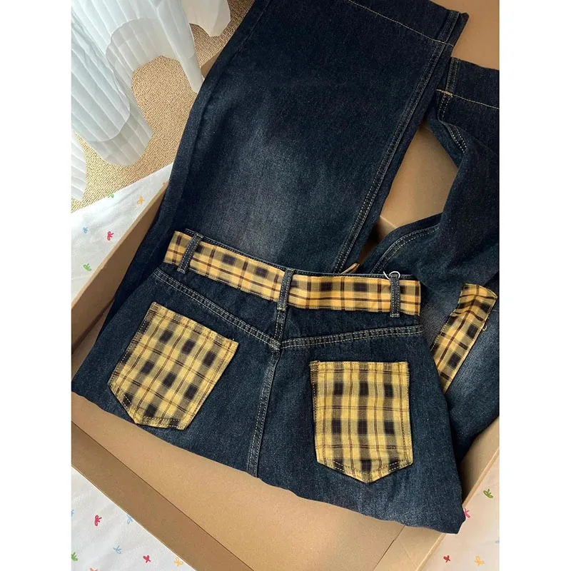 

Женские джинсовые широкие брюки нового дизайна, женские американские уличные джокеры, свободные прямые джинсовые брюки с бантом на молнии и пуговицах с высокой талией