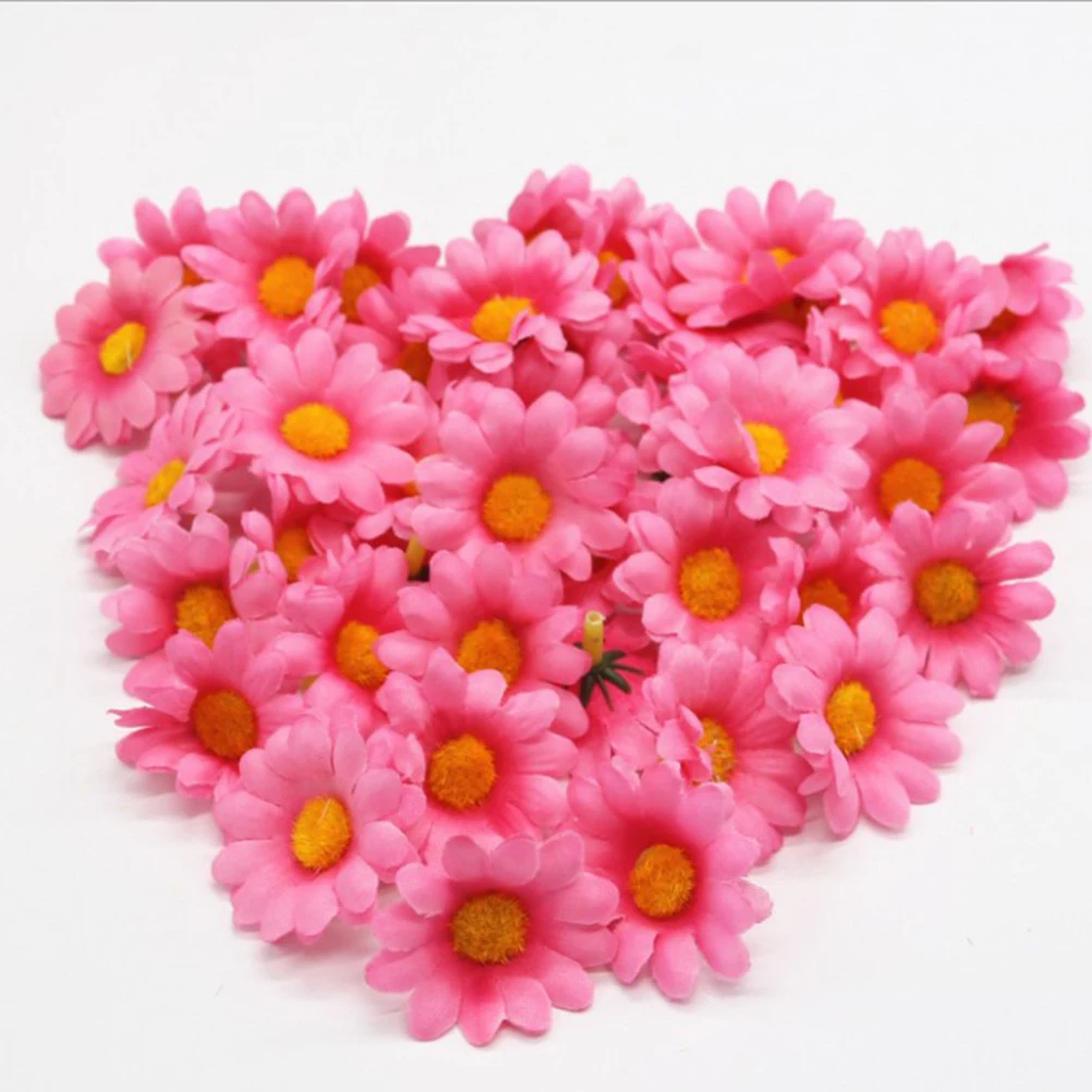 100 Uds. Cabezas de girasol artificiales flores de simulación realistas centro de mesa cabeza de flor de seda para arreglo Floral de boda de fiesta